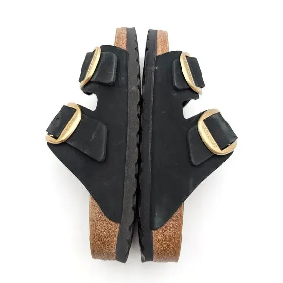 Birkenstock Arizona Big Buckle Nubuck Sandals Unisex Black Size USW6/M4 EU37 - Picture 6 of 12